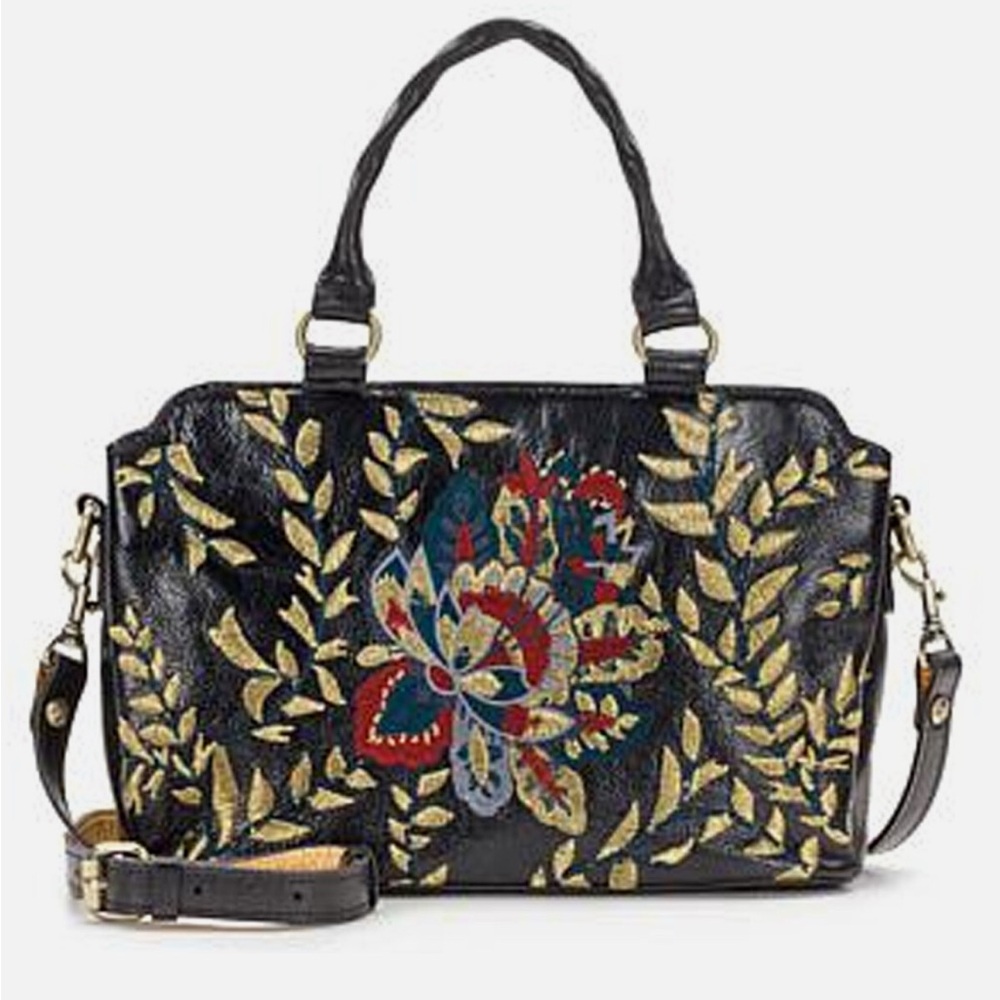 Patricia Nash Angelin Leather Organizer Embroidered Satchel and Scarf Set. NWT